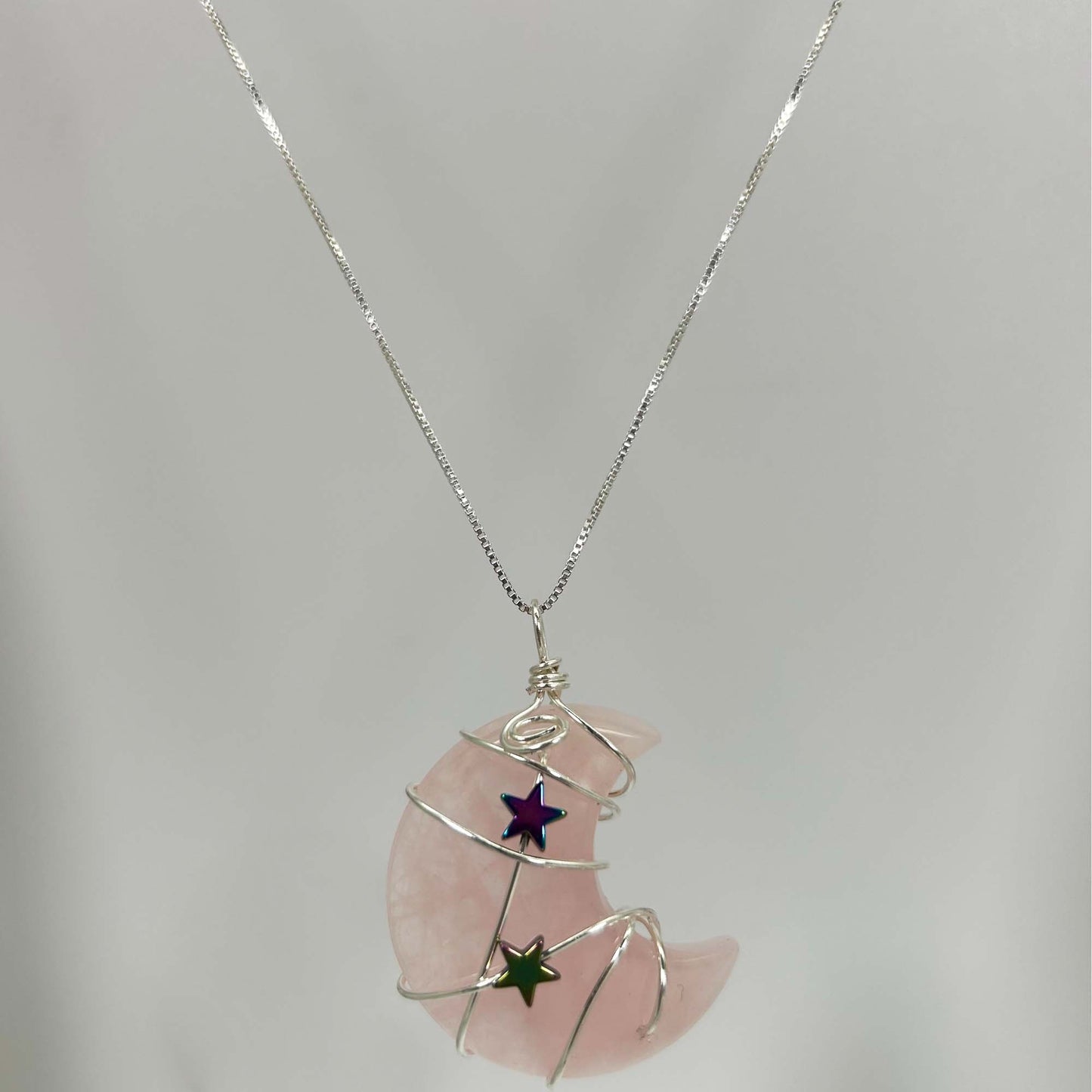 Rose Quartz Moon Crystal Necklace Gold & Silver Pawn Shop