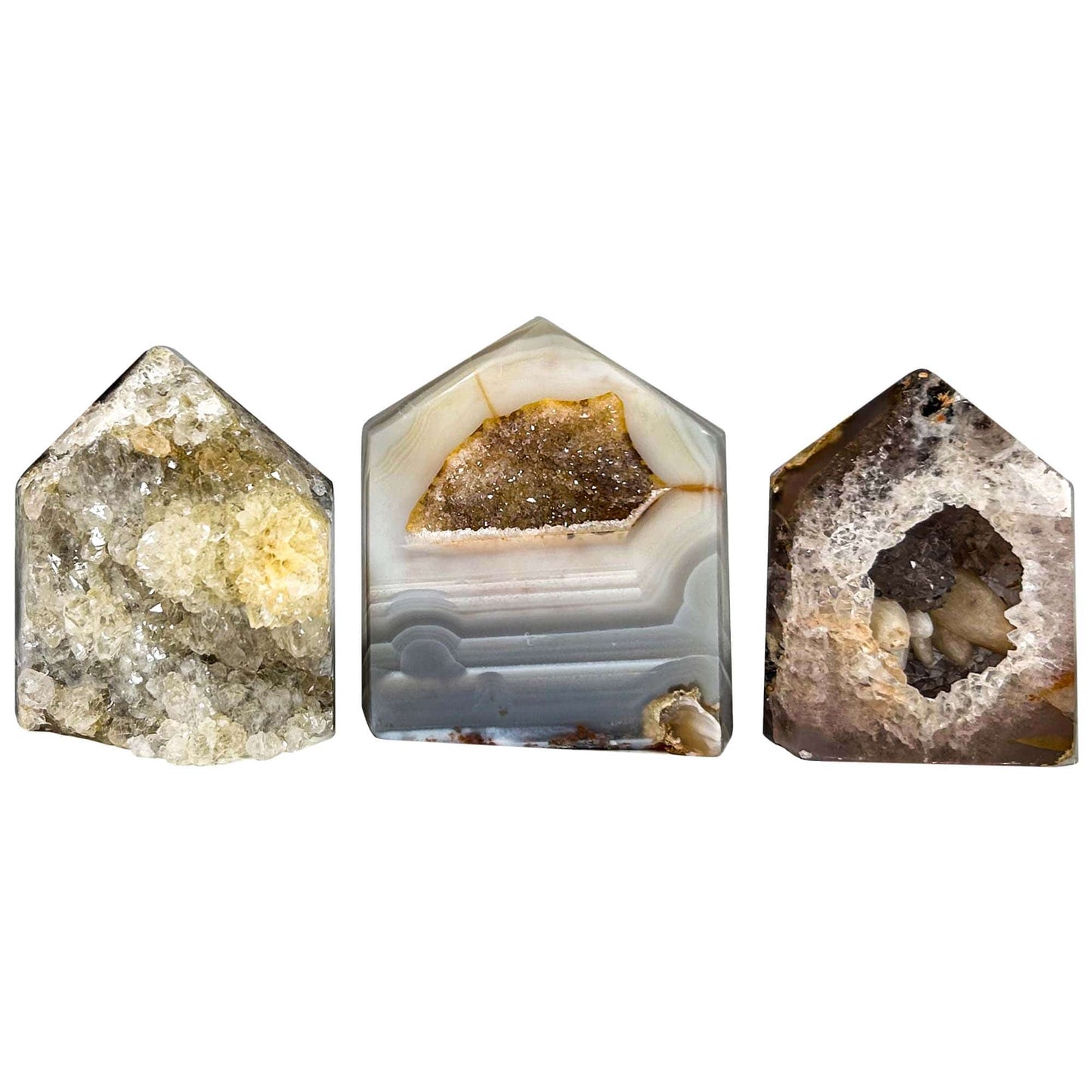 Short Agate Druzy Geode Tower Art Gold & Silver Pawn Shop