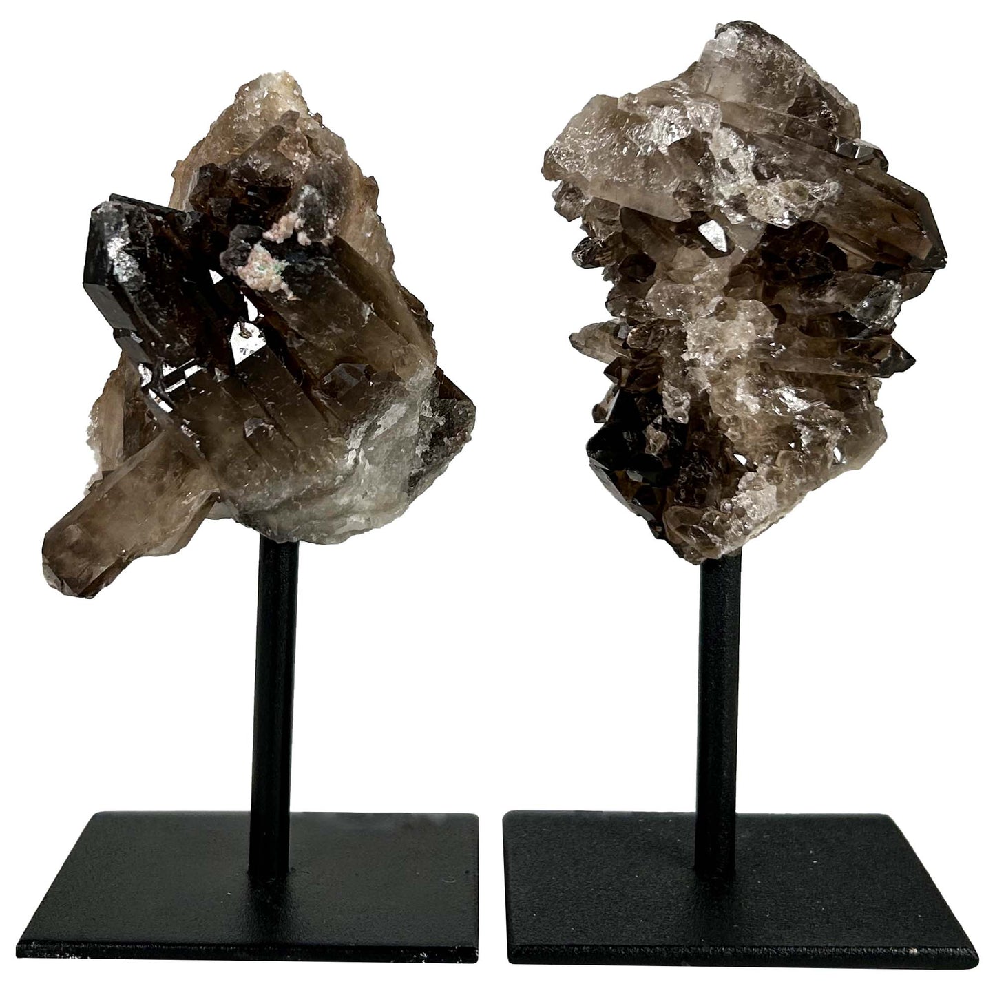Smokey Quartz Crystal Cluster on Stand Art Gold & Silver Pawn Shop
