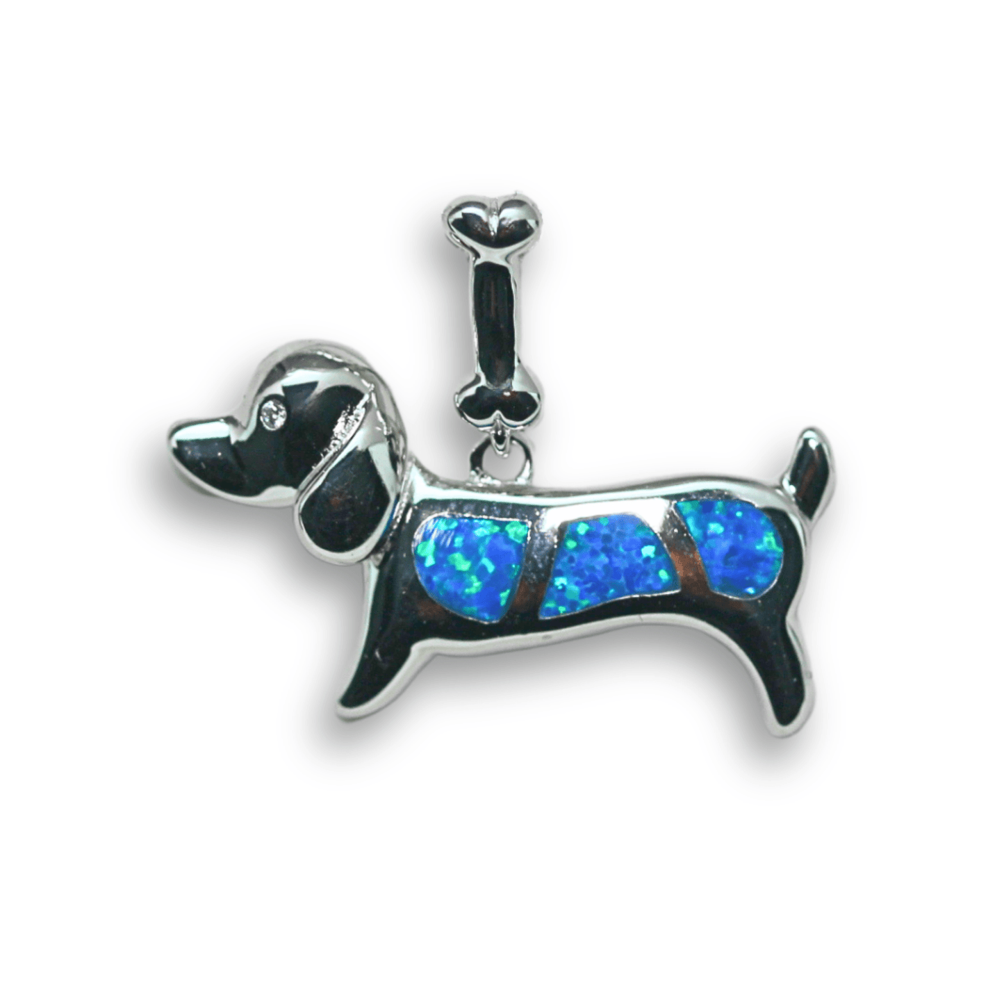 Sterling Silver Mosaic Opal Dachshund Pendant Necklace Gold & Silver Pawn Shop