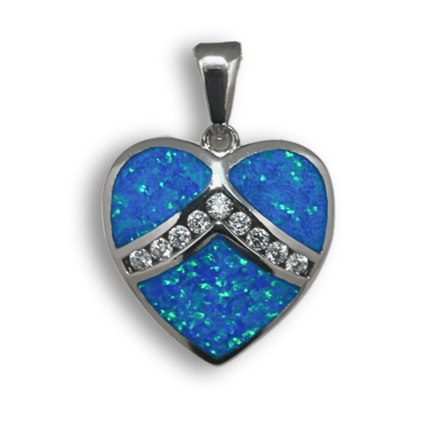 Sterling Silver Mosaic Opal Heart Pendant Necklace Gold & Silver Pawn Shop