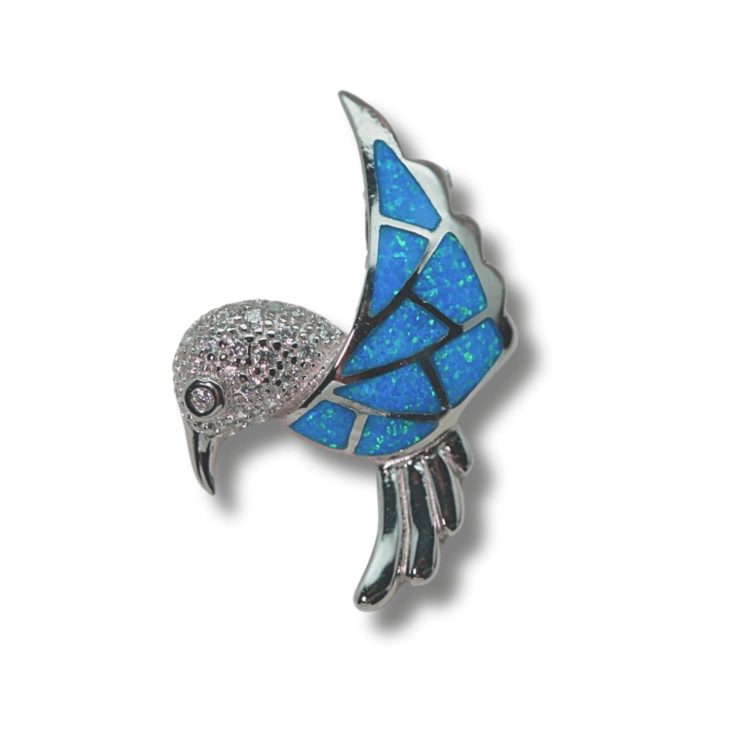 Sterling Silver Mosaic Opal Hummingbird Pendant Necklace Gold & Silver Pawn Shop
