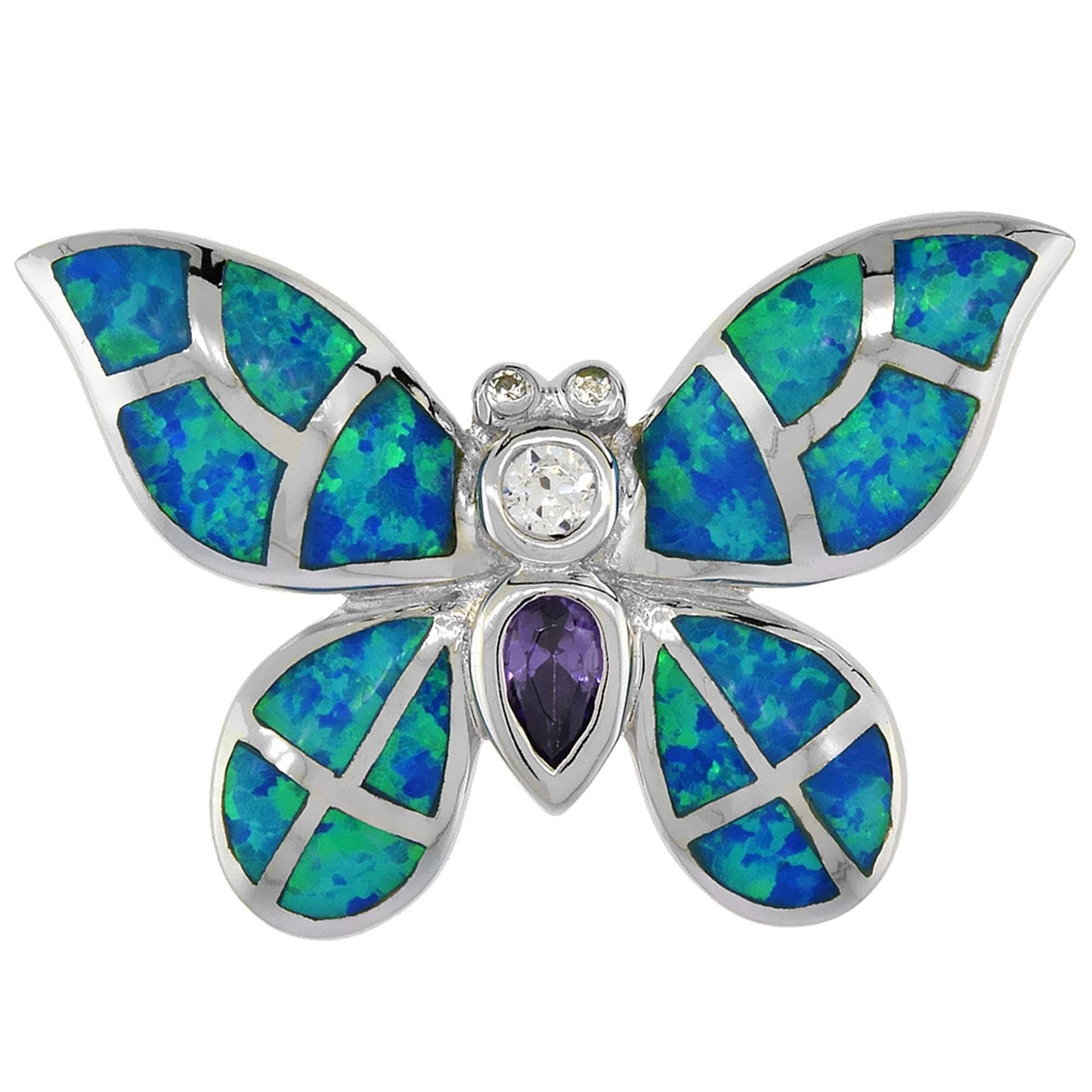 Sterling Silver Mosaic Opal Butterfly Pendant Gold & Silver Pawn Shop