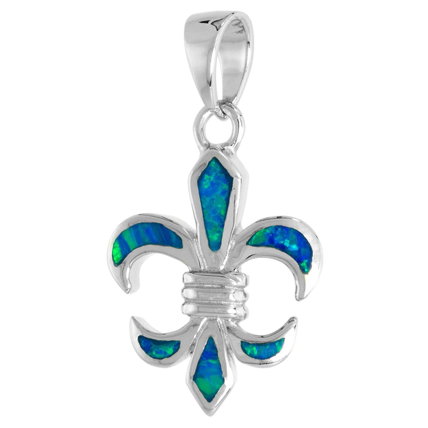 Sterling Silver Mosaic Opal Fleur de Lis Pendant Gold & Silver Pawn Shop