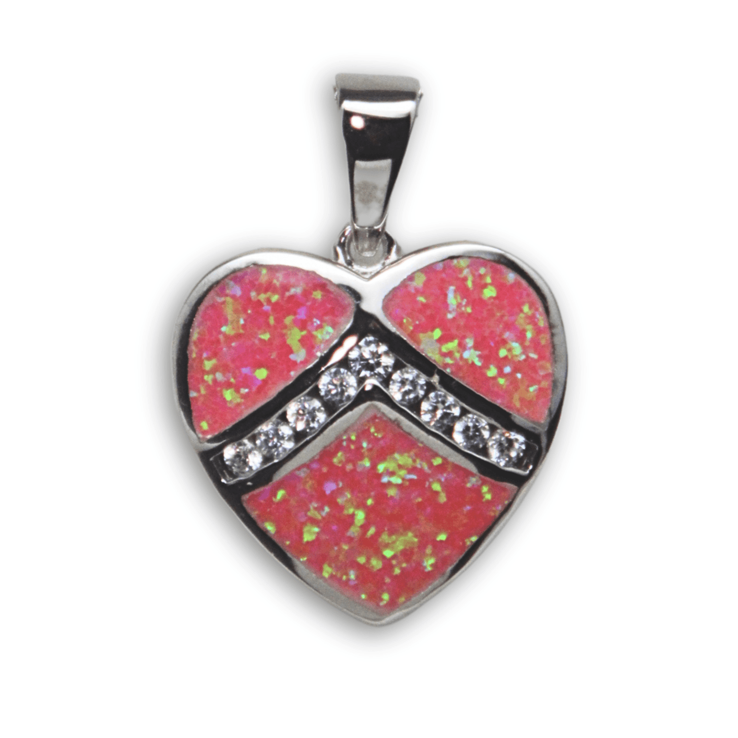 Sterling Silver Mosaic Opal Pink Heart Pendant Necklace Gold & Silver Pawn Shop