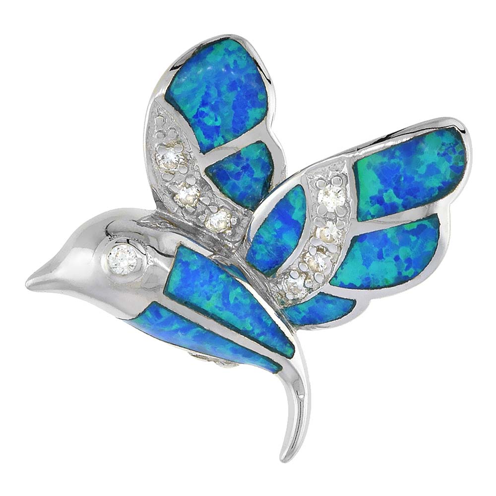 Sterling Silver Mosaic Opal Hummingbird Pendant Gold & Silver Pawn Shop