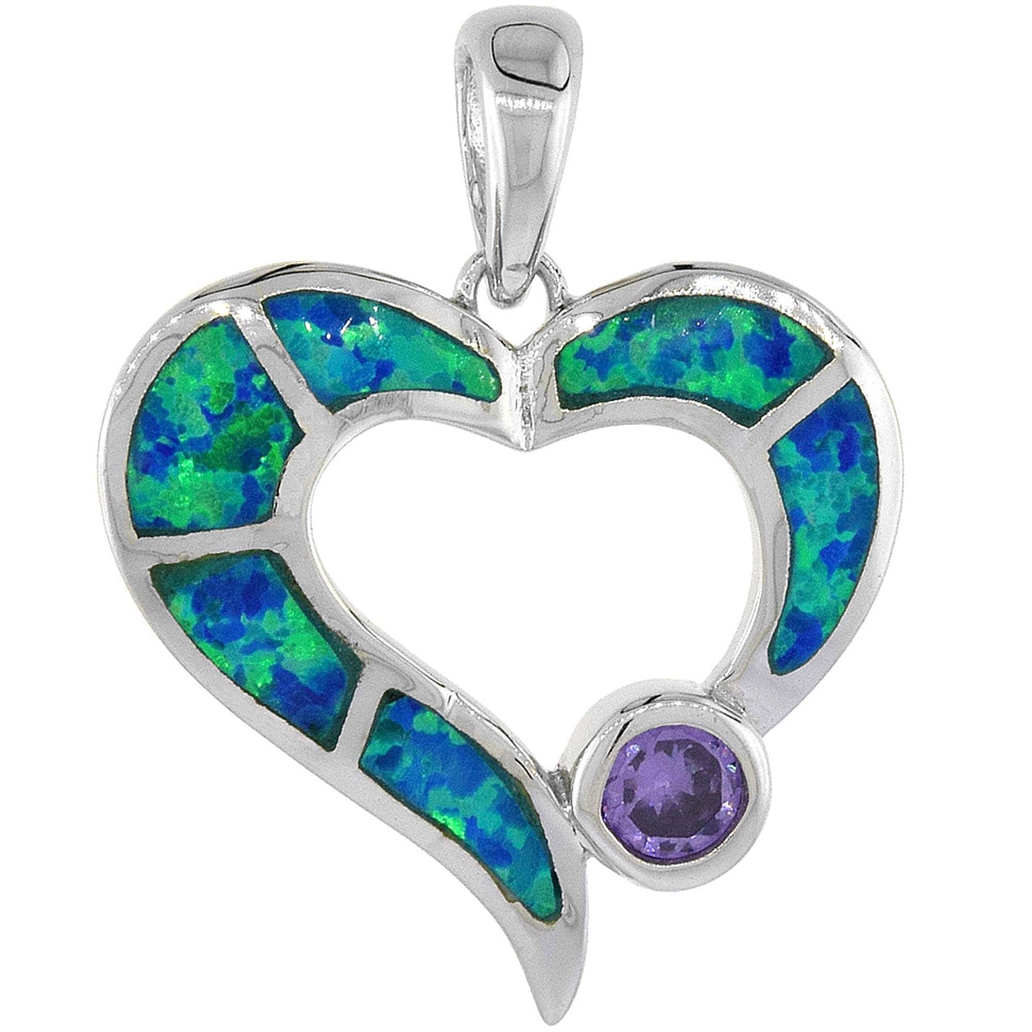 Sterling Silver Mosaic Opal Open Heart Pendant Gold & Silver Pawn Shop