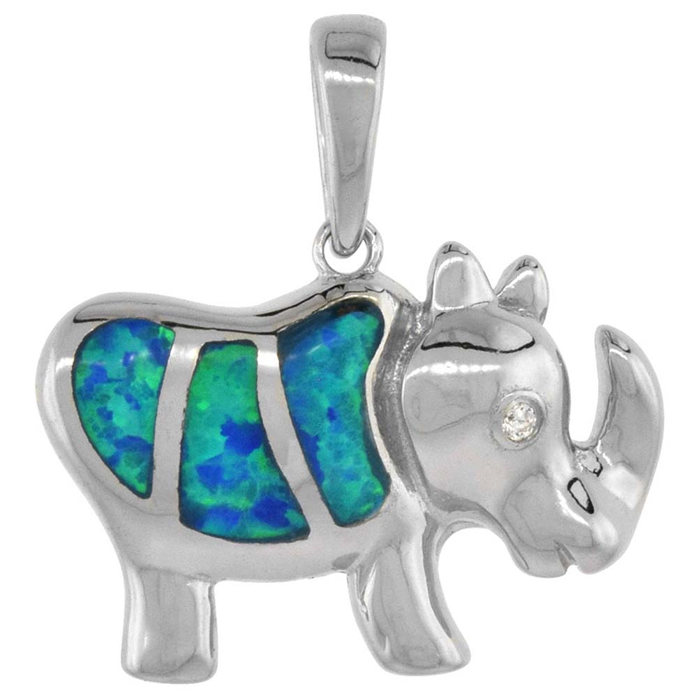 Sterling Silver Mosaic Opal Rhino Pendant Gold & Silver Pawn Shop