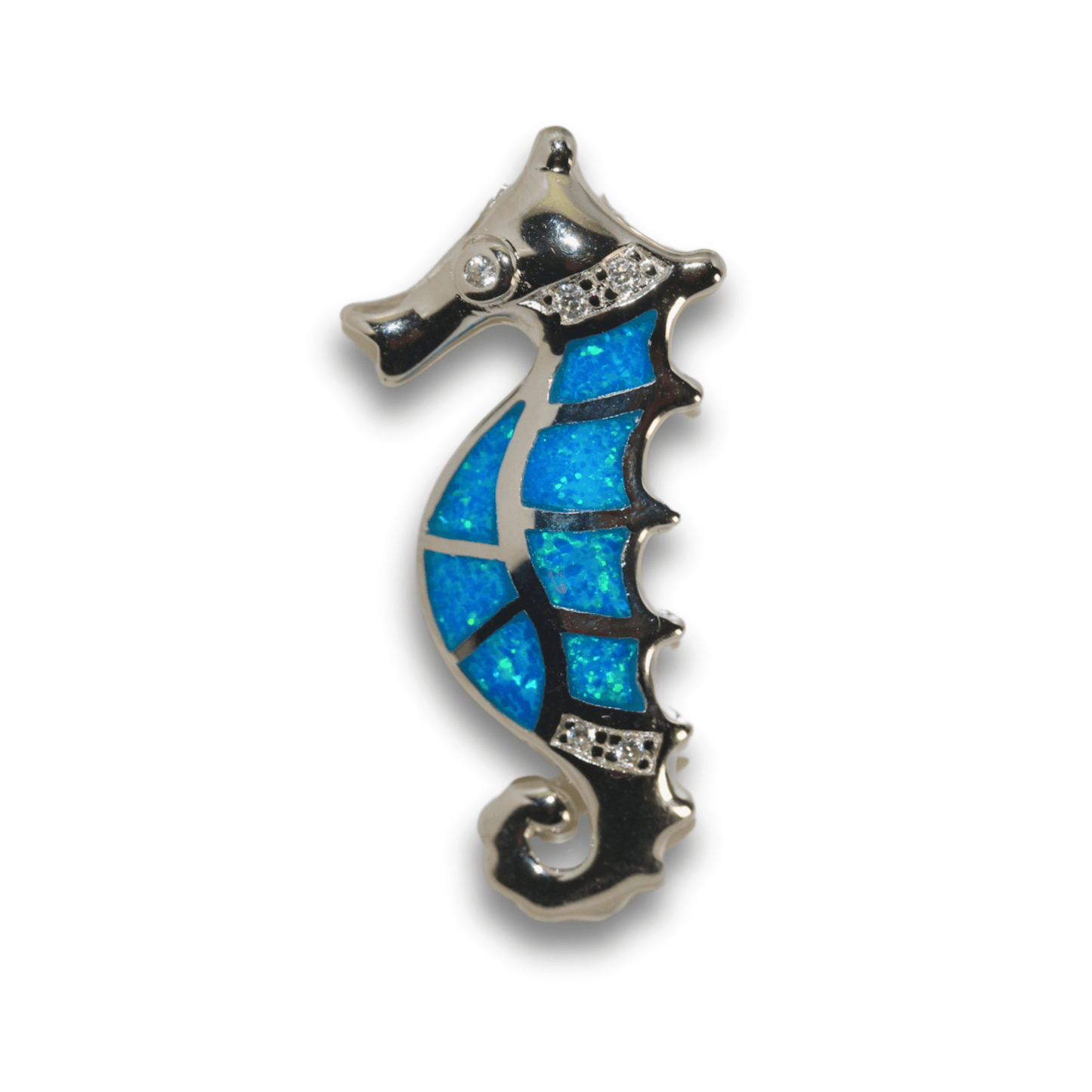 Sterling Silver Mosaic Opal Seahorse Pendant Necklace Gold & Silver Pawn Shop