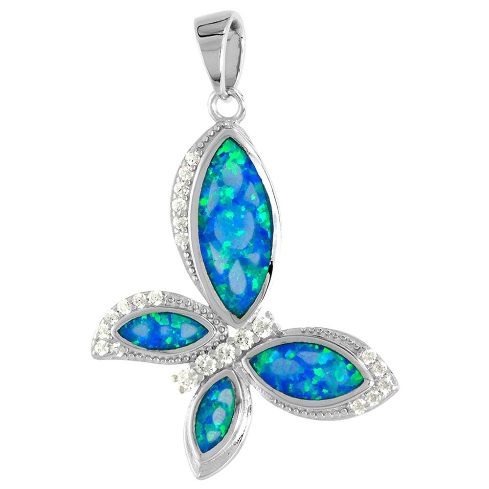 Sterling Silver Mosaic Opal Sideway Butterfly Pendant Gold & Silver Pawn Shop