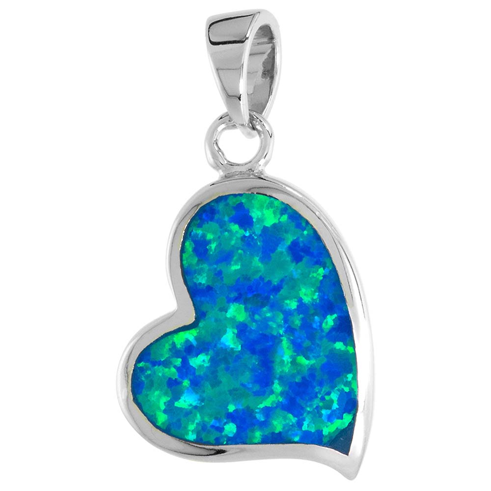 Sterling Silver Mosaic Opal Sideway Heart Pendant Gold & Silver Pawn Shop