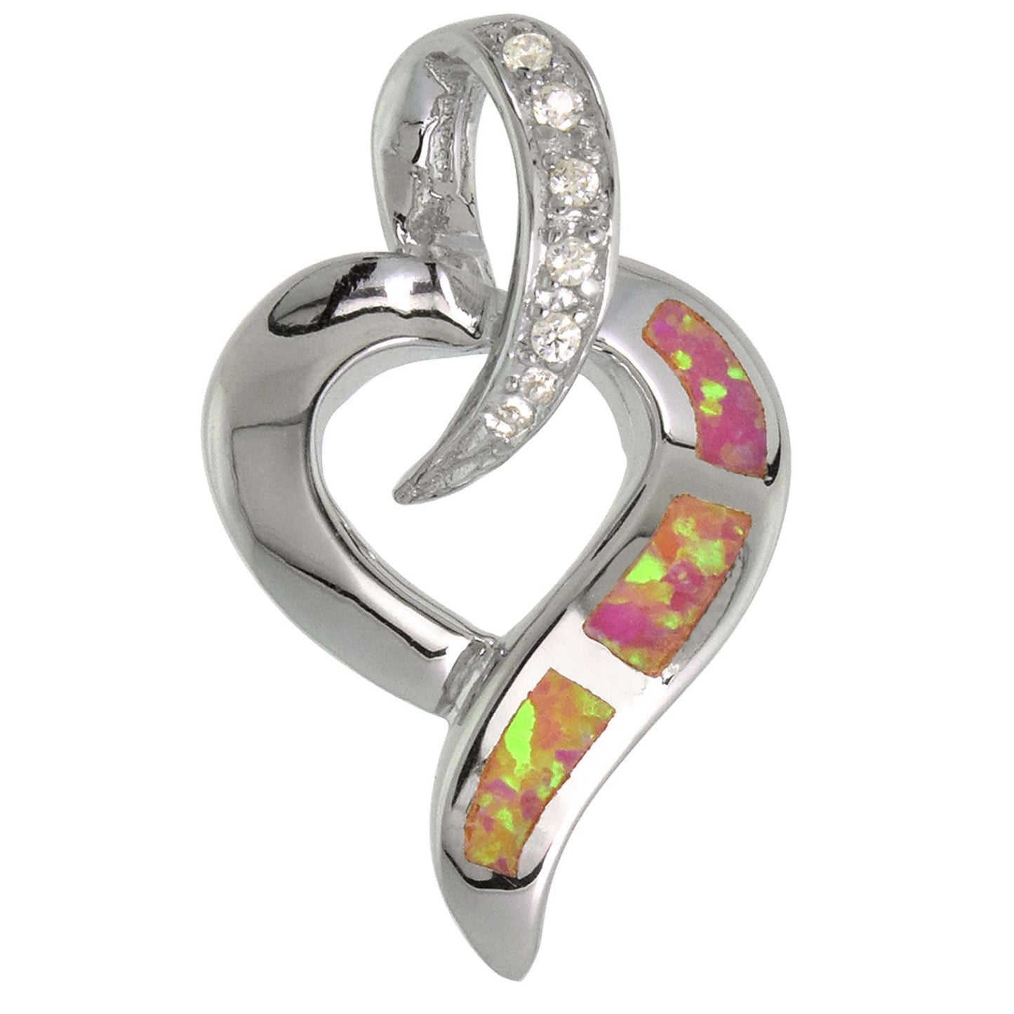 Sterling Silver Mosaic Pink Opal Open Heart Pendant Gold & Silver Pawn Shop