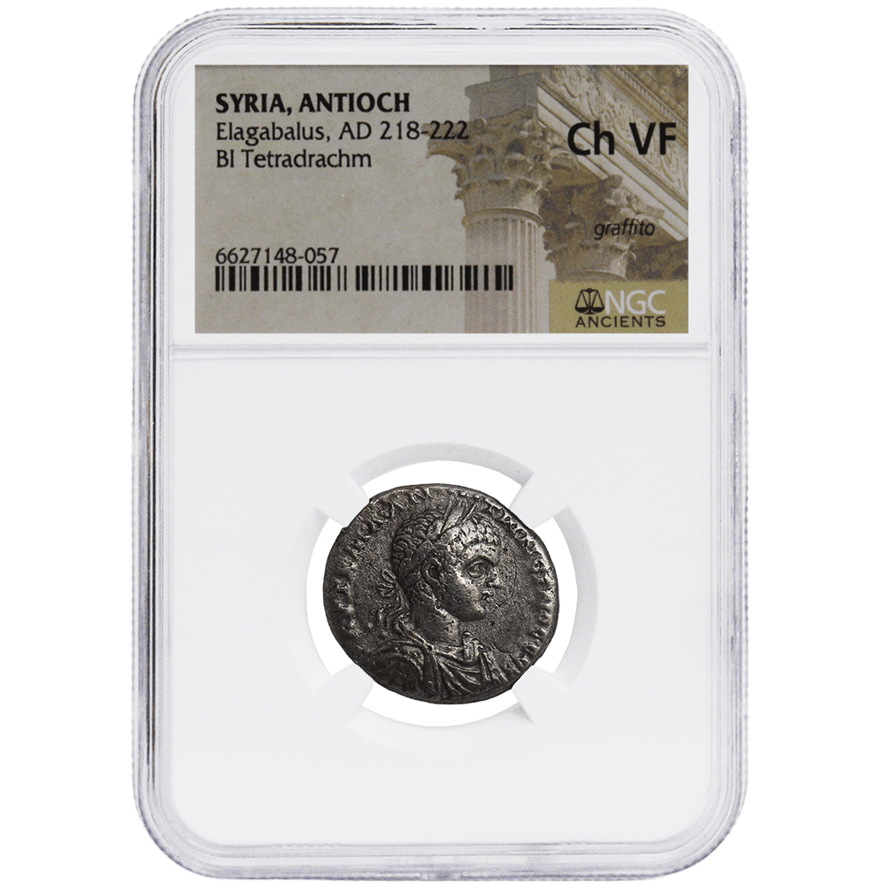 Syria, Antioch Elagabalus, AD 218-222 BI Tetradrachm NGC Ch VF