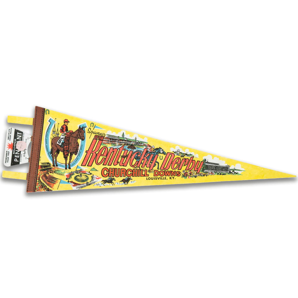 Vintage Kentucky Derby Churchill Downs Pennant Flag Gold & Silver Pawn Shop