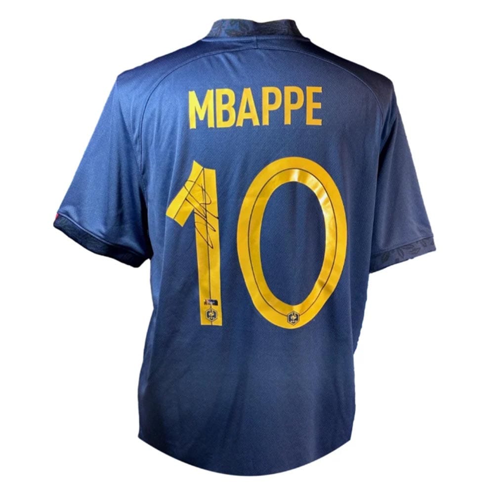Kylian Mbappé Signed 2022 France Jersey Gold & Silver Pawn Shop