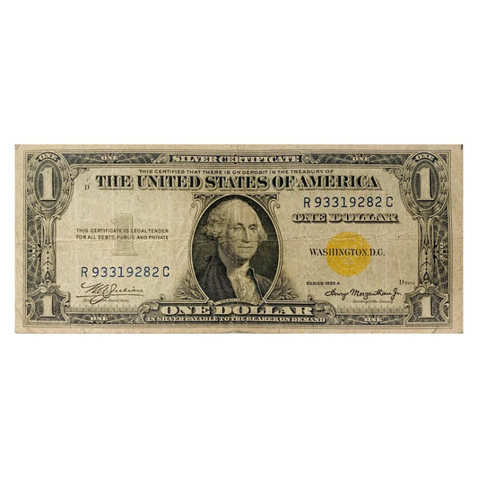 1935-A Series $1 Silver Certificate WWII Emergency Note Yellow Seal Front