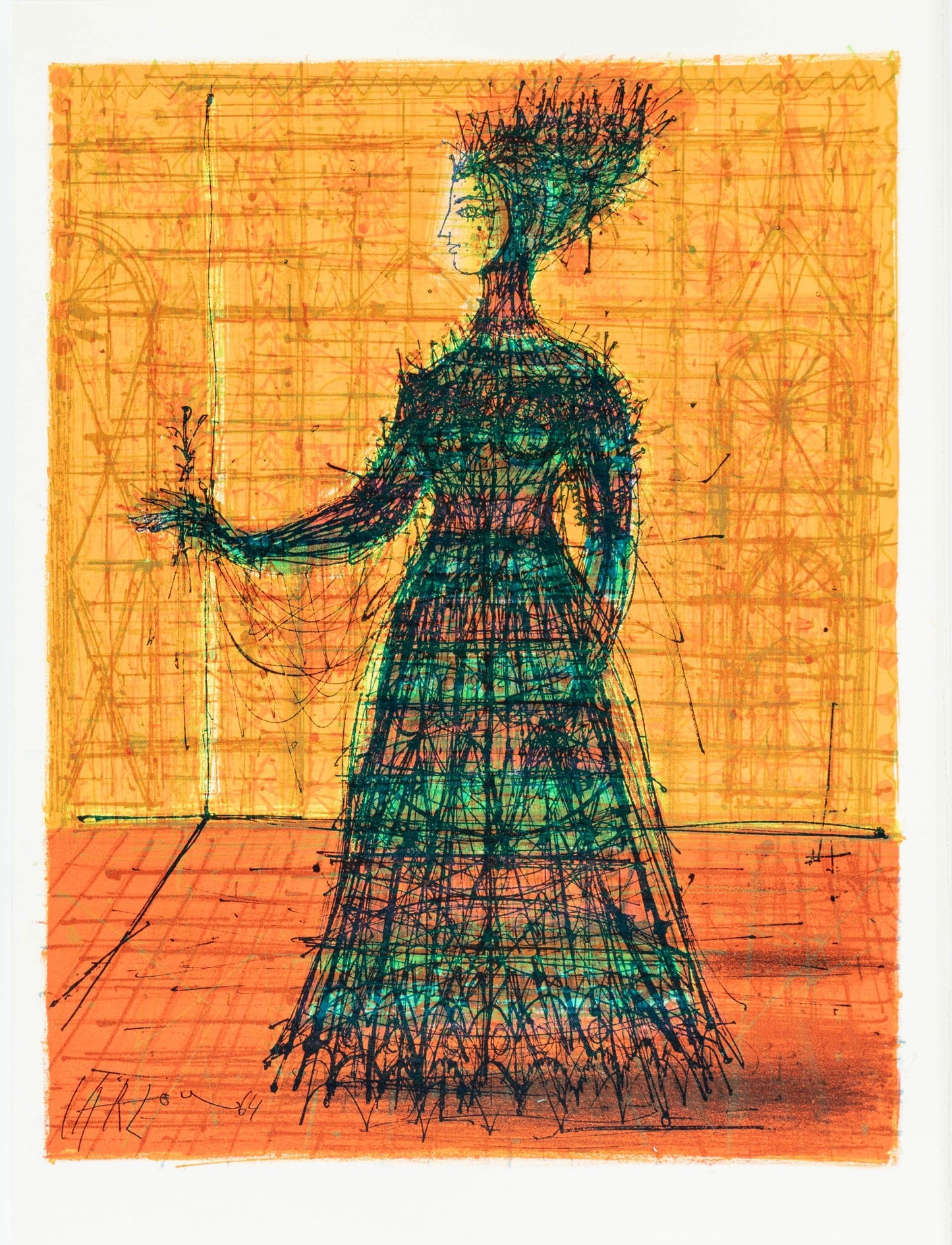 Jean Carzou - Woman with Rose, 1965 Art G S Pawn