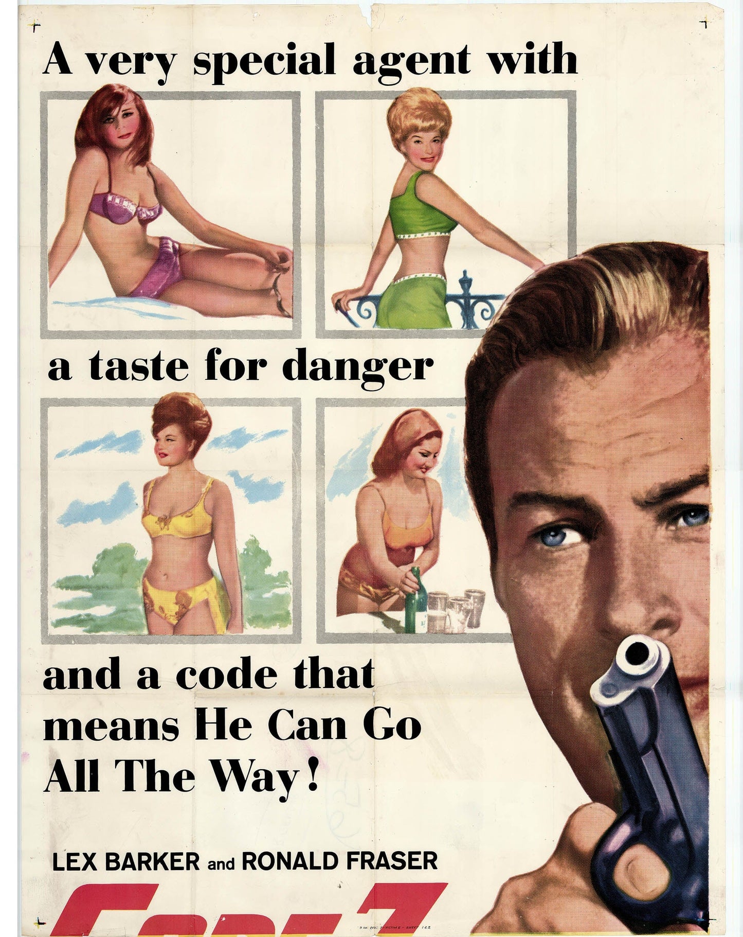 Code 7, Victim 5: Original Three Sheet Movie Poster, 1964 Art G S Pawn