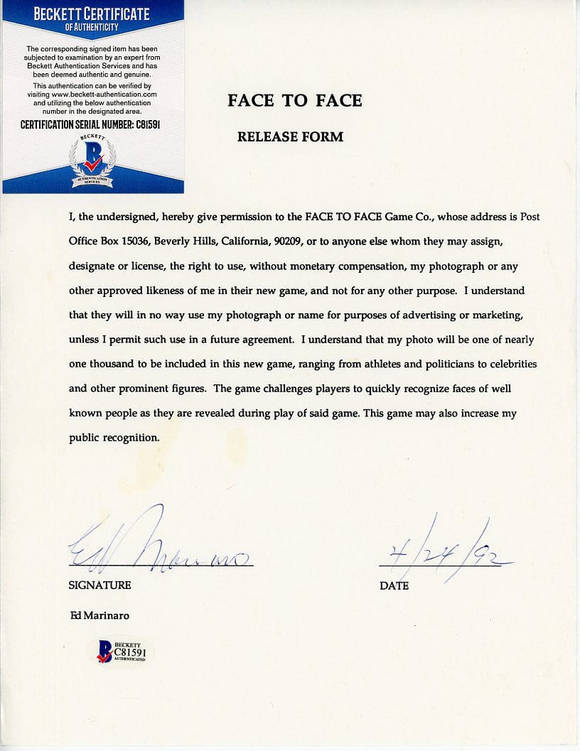 Face to Face Board Game Celebrity Autograph - Ed Marinaro G S Pawn