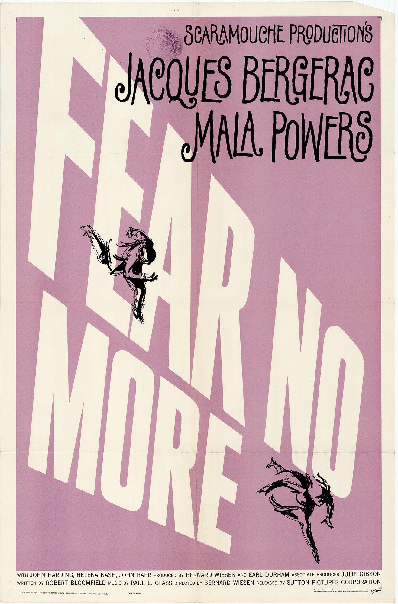 Fear No More: Original One Sheet Movie Poster, 1961 Art G S Pawn