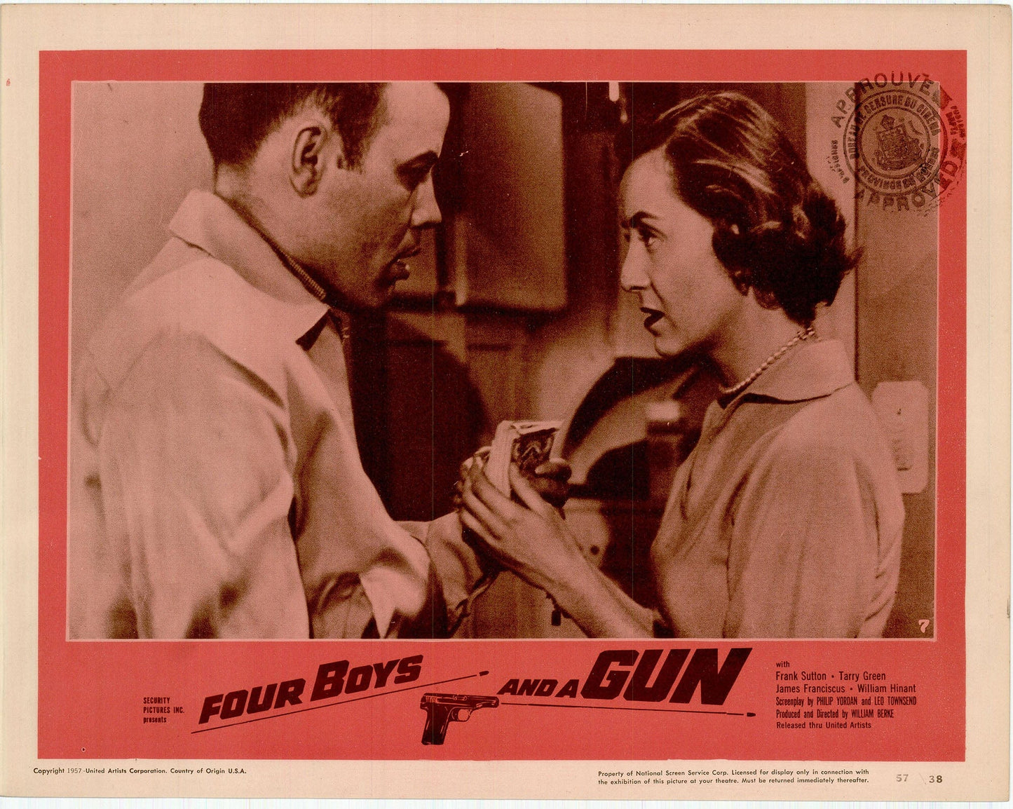 Four Boys and a Gun: Original Lobby Card Bundle, 1957 Art G S Pawn