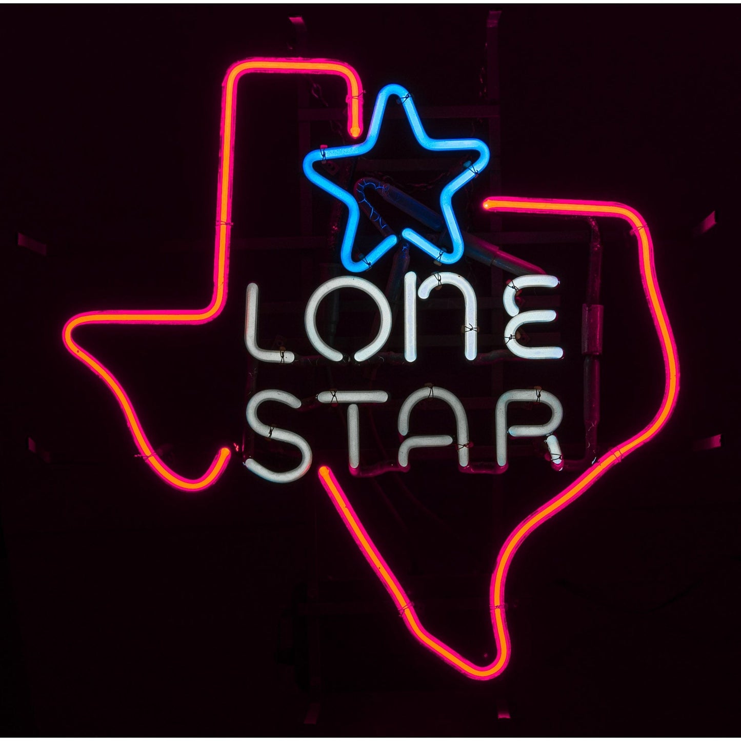 Texas Neon Sign "Lone Star" Gold & Silver Pawn Shop