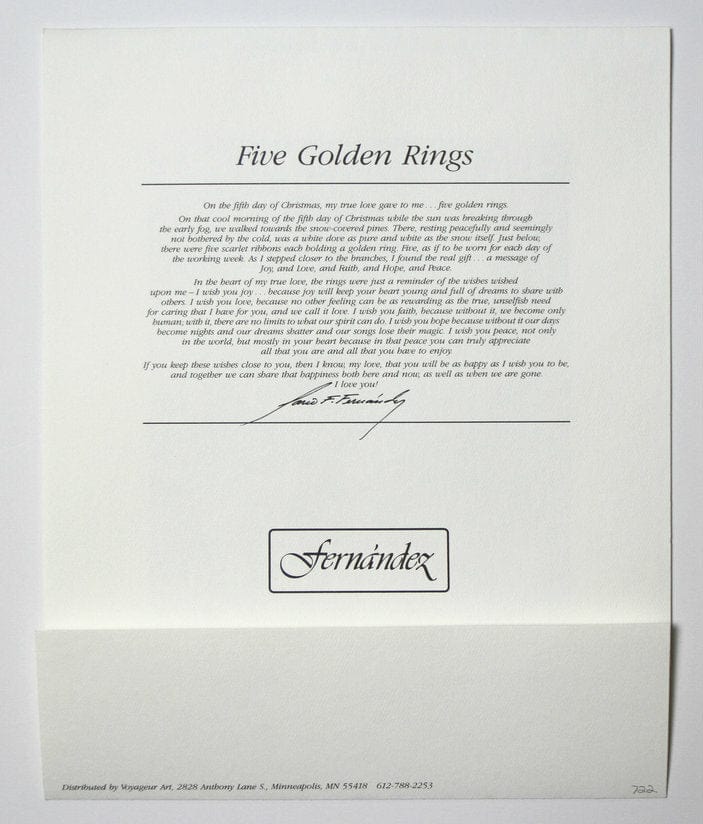 Mario F Fernandez; "Five Golden Rings" Art G S Pawn