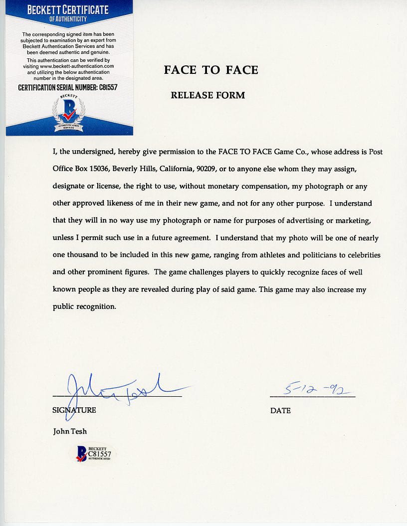 Face to Face Board Game Celebrity Autograph- John Tesh G S Pawn