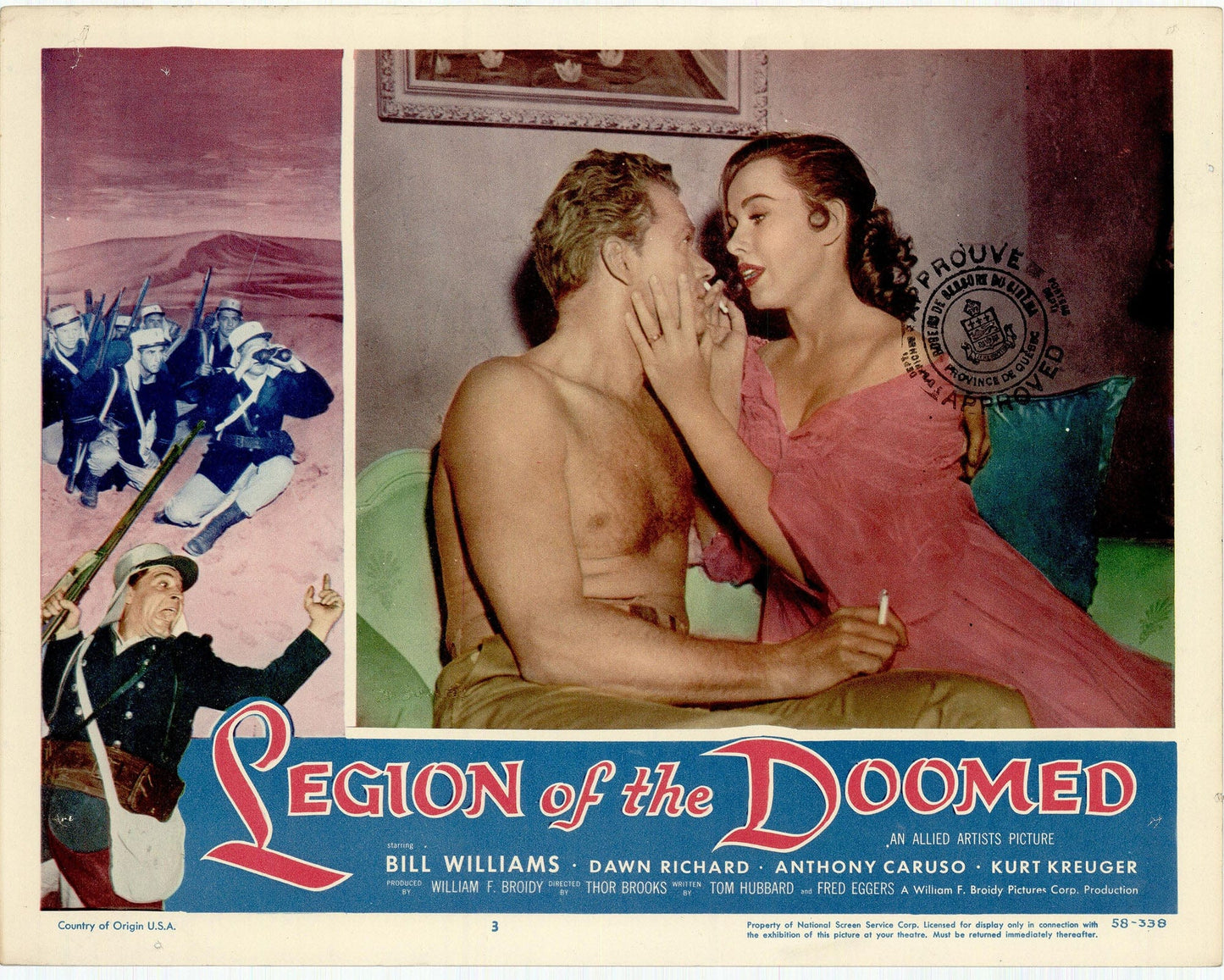 Legion of the Doomed: Original Lobby Card Bundle, 1958 Art G S Pawn