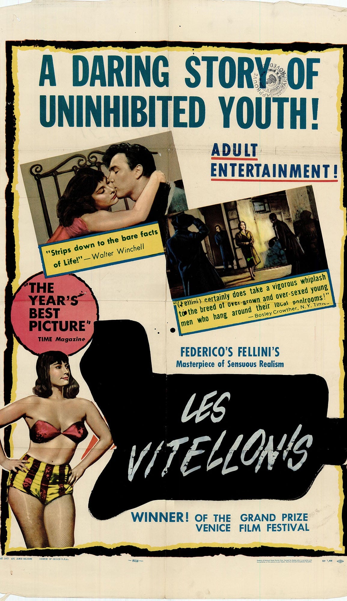 Les Vitellonis (Italian: I Vitelloni): Original One Sheet Movie Poster, 1953 Art G S Pawn
