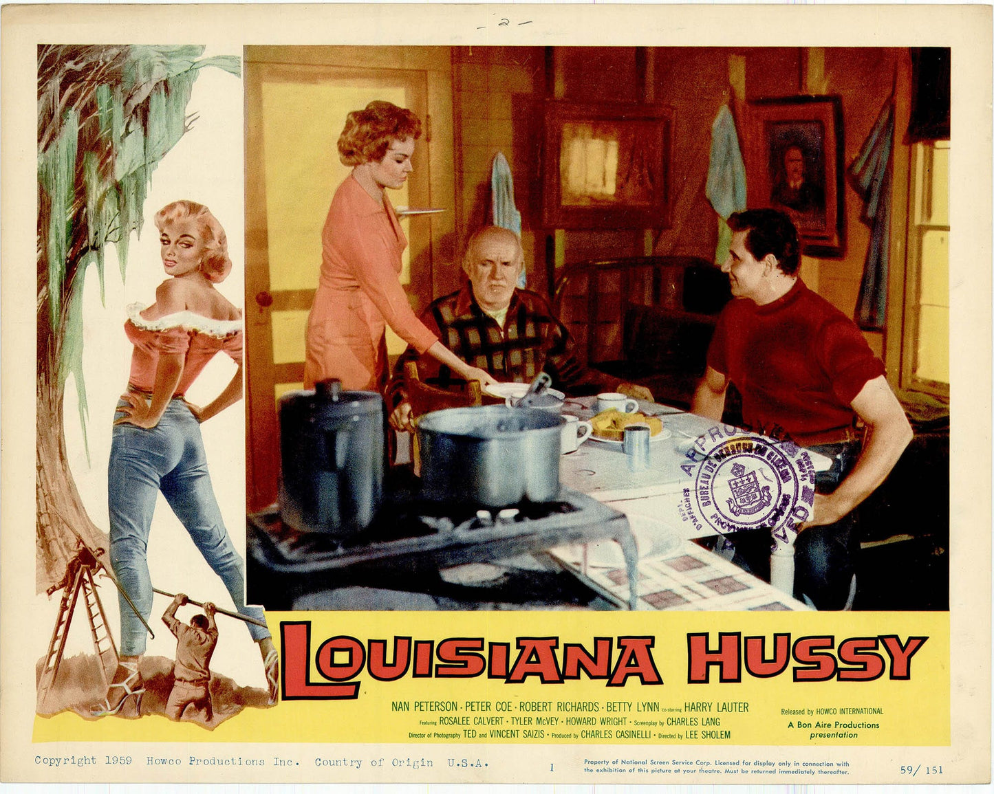 The Louisiana Hussy: Original Lobby Card Bundle, 1959 Art G S Pawn