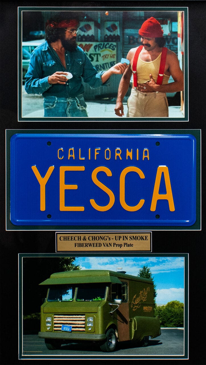 "Cheech & Chong" Movie Memorabilia - Fiberweed Van License Plate G S Pawn