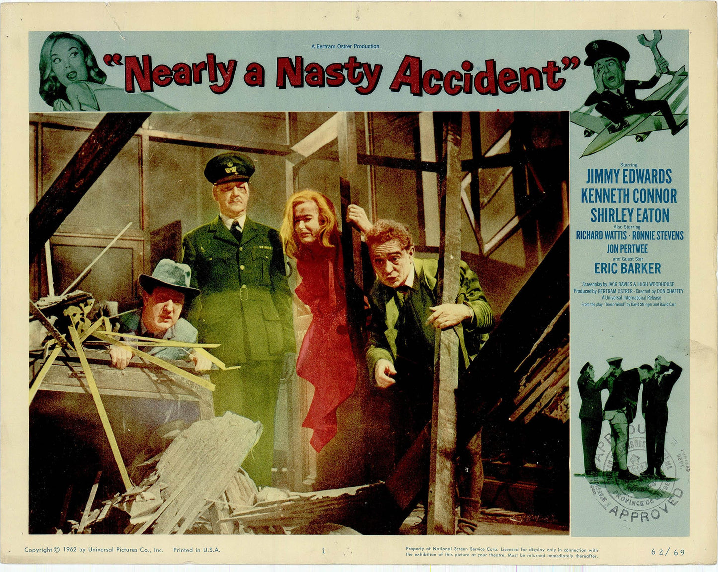 Nearly a Nasty Accident: Original Lobby Card Bundle, 1961 Art G S Pawn