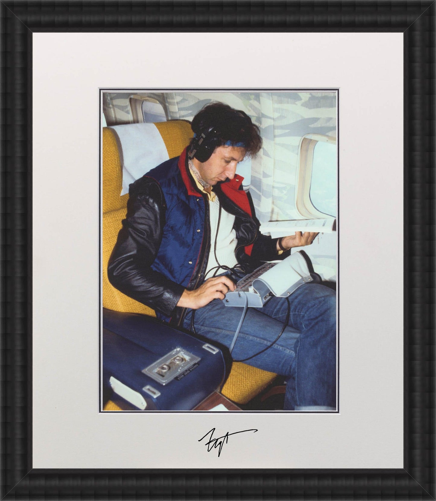 Neal Preston; Pete Townshend on a Plane Test Print Art G S Pawn Black Frame