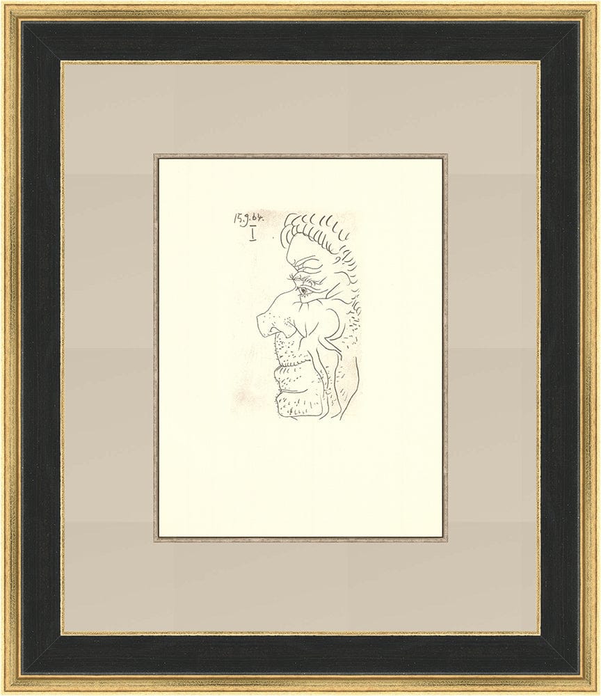 Pablo Picasso; Untitled from "Le Gout du Bonheur - 20" Art G S Pawn Black and Gold Wood