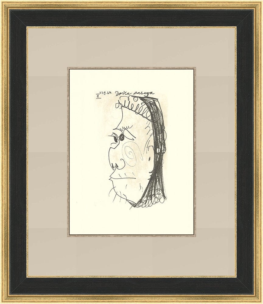 Pablo Picasso; Untitled from "Le Gout du Bonheur - 25" Art G S Pawn Black and Gold Wood