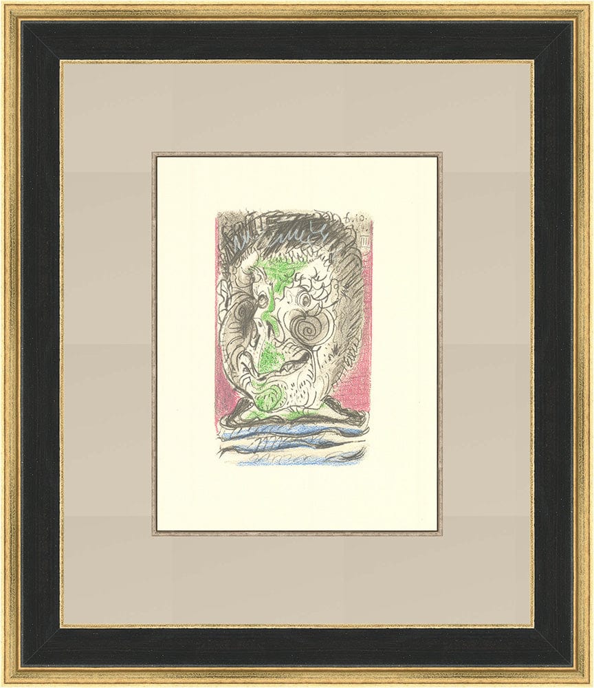 Pablo Picasso; Untitled from "Le Gout du Bonheur - 33" Art G S Pawn Black and Gold Wood