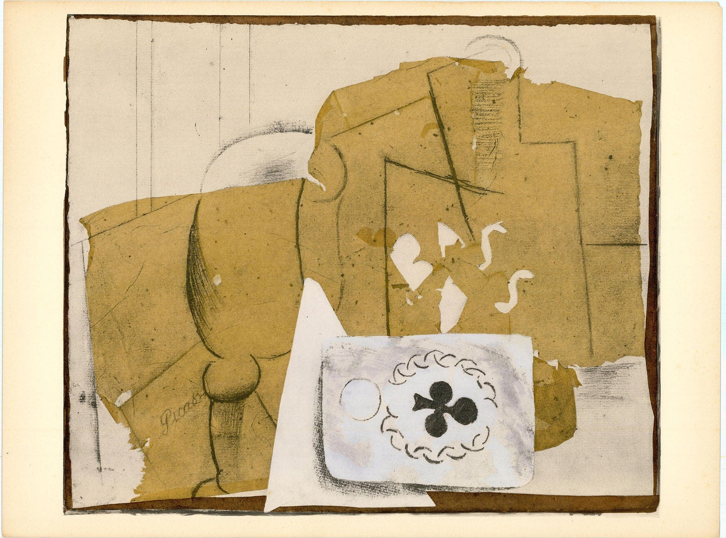 Pablo Picasso; Bouteille Verre et Cartes Art G S Pawn