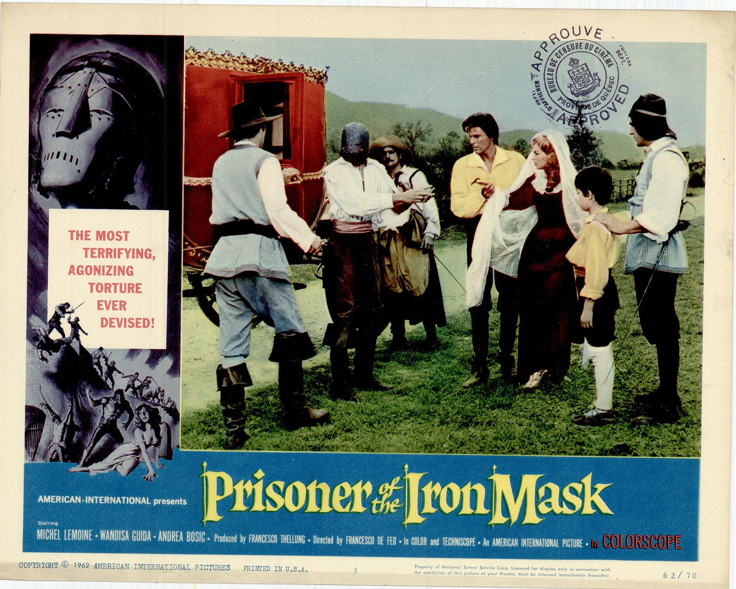 The Prisoner of the Iron Mask: Original Lobby Card Bundle, 1961 Art G S Pawn