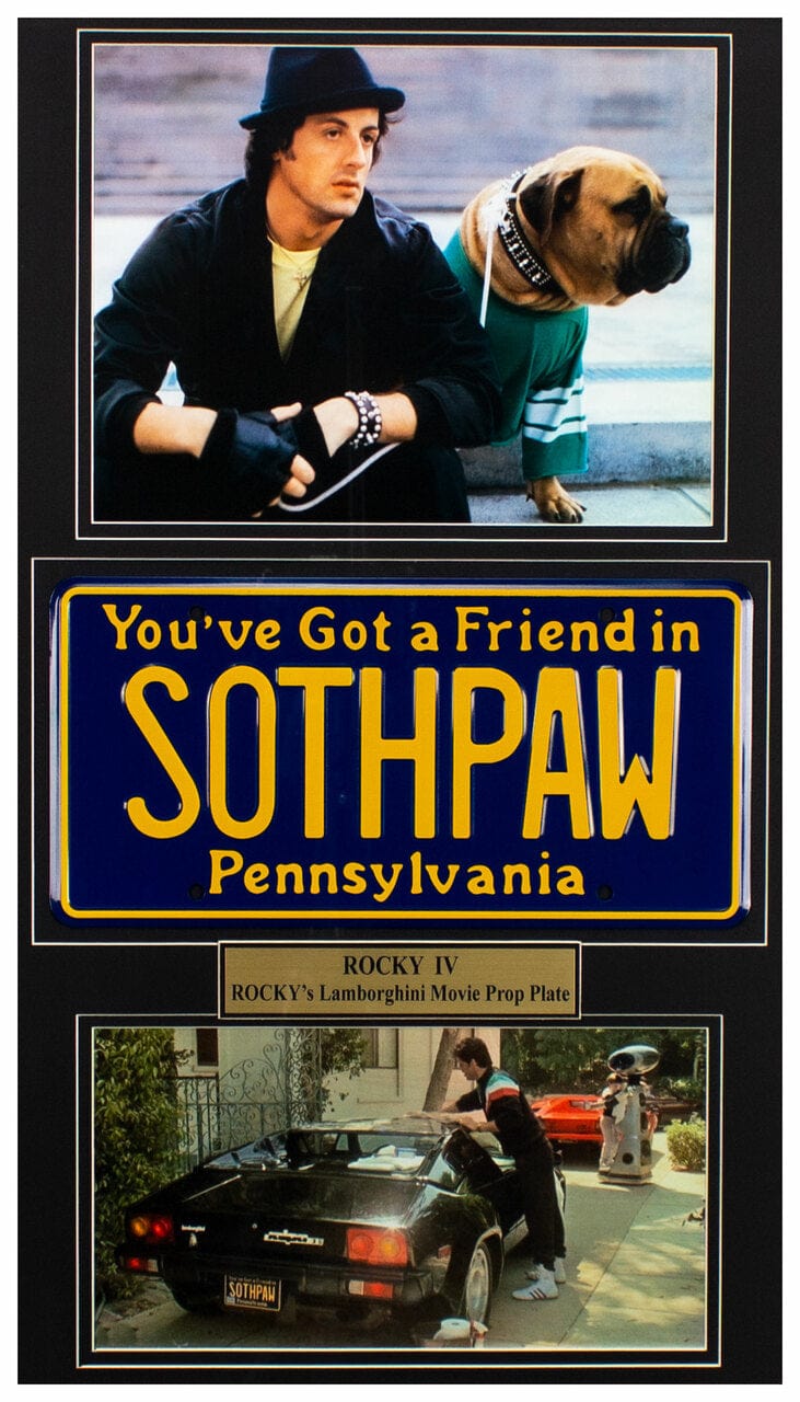 "Rocky IV" Movie Memorabilia - Rocky's Lamborghini Plate G S Pawn