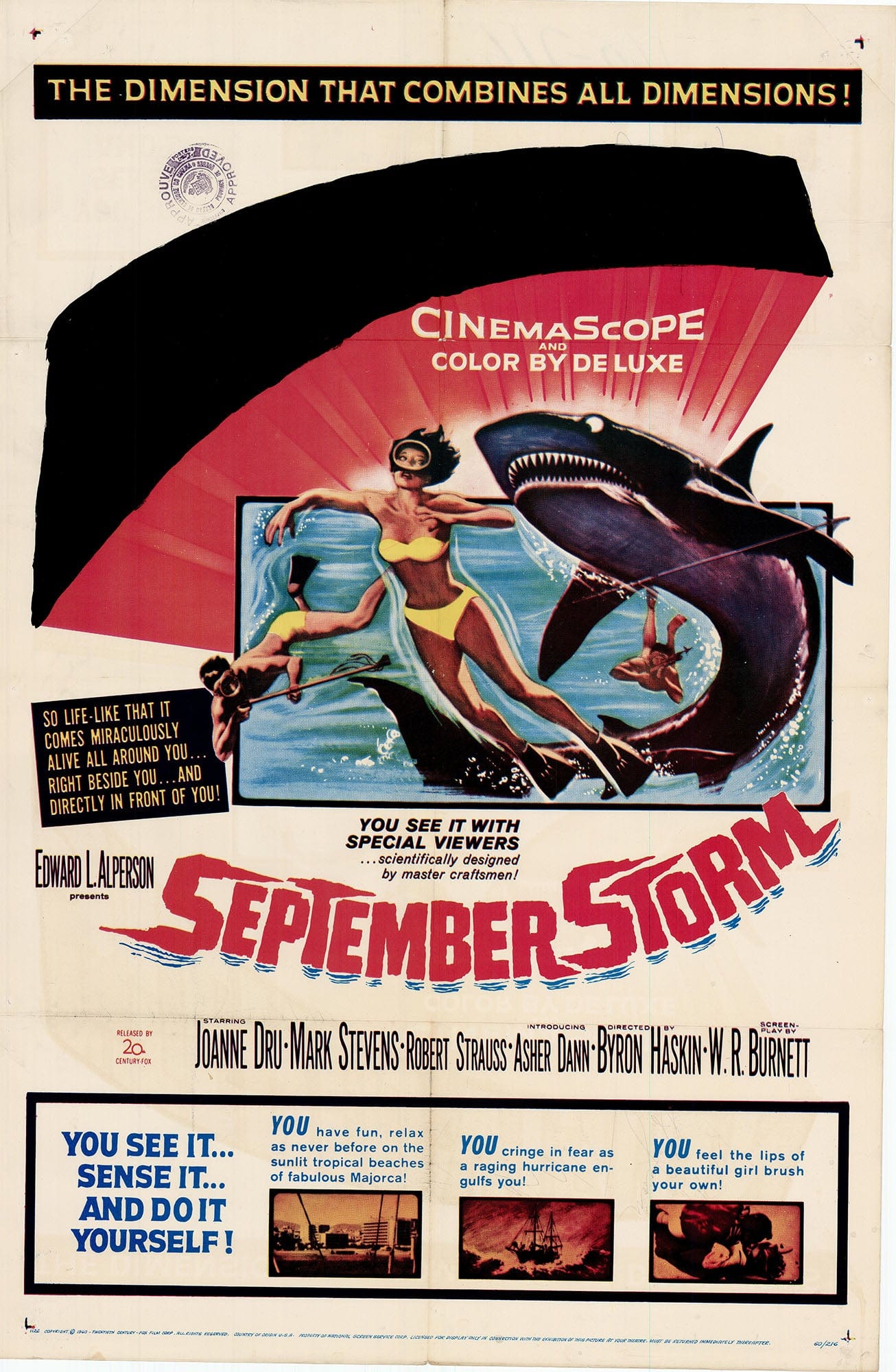 September Storm: Original One Sheet Movie Poster, 1960 Art G S Pawn