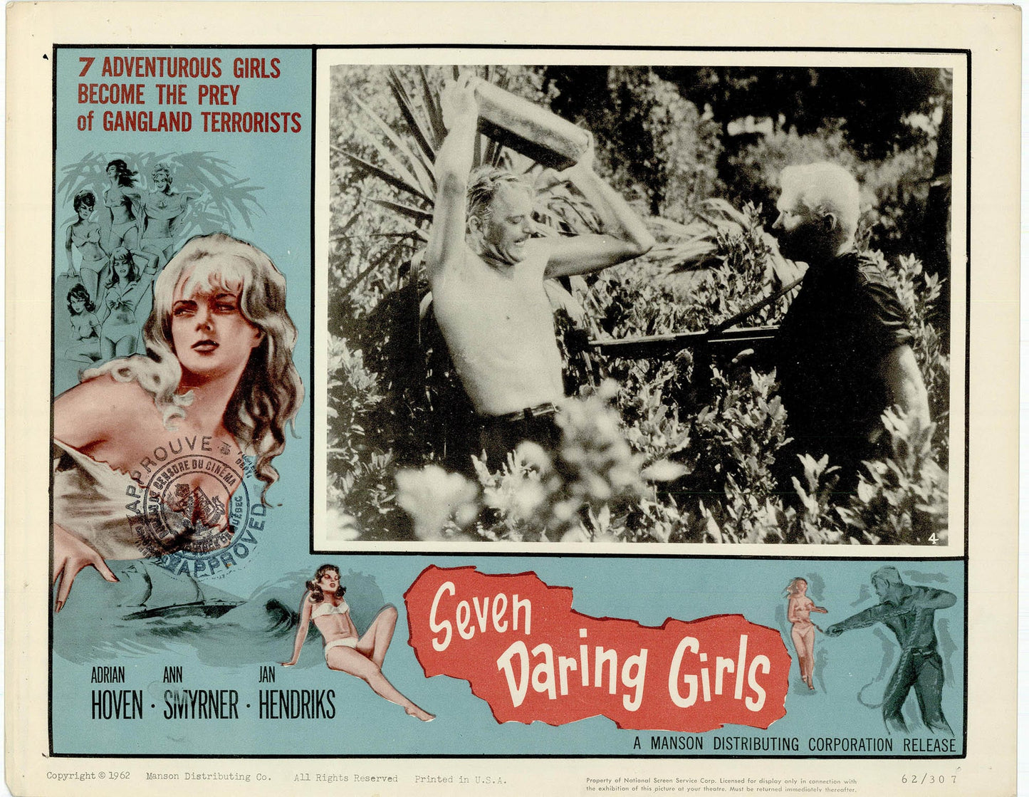 Seven Daring Girls: Original Lobby Card Bundle, 1962 Art G S Pawn