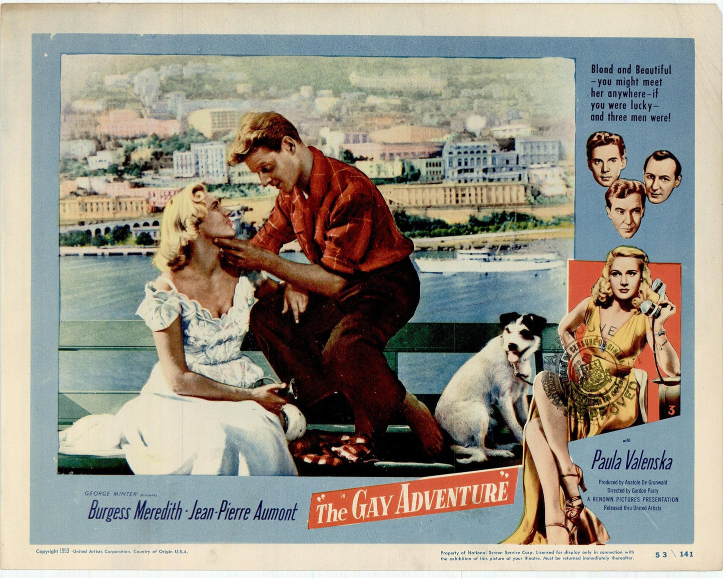 The Gay Adventure: Original Lobby Card Bundle, 1953(Color re-release of 1949) Art G S Pawn