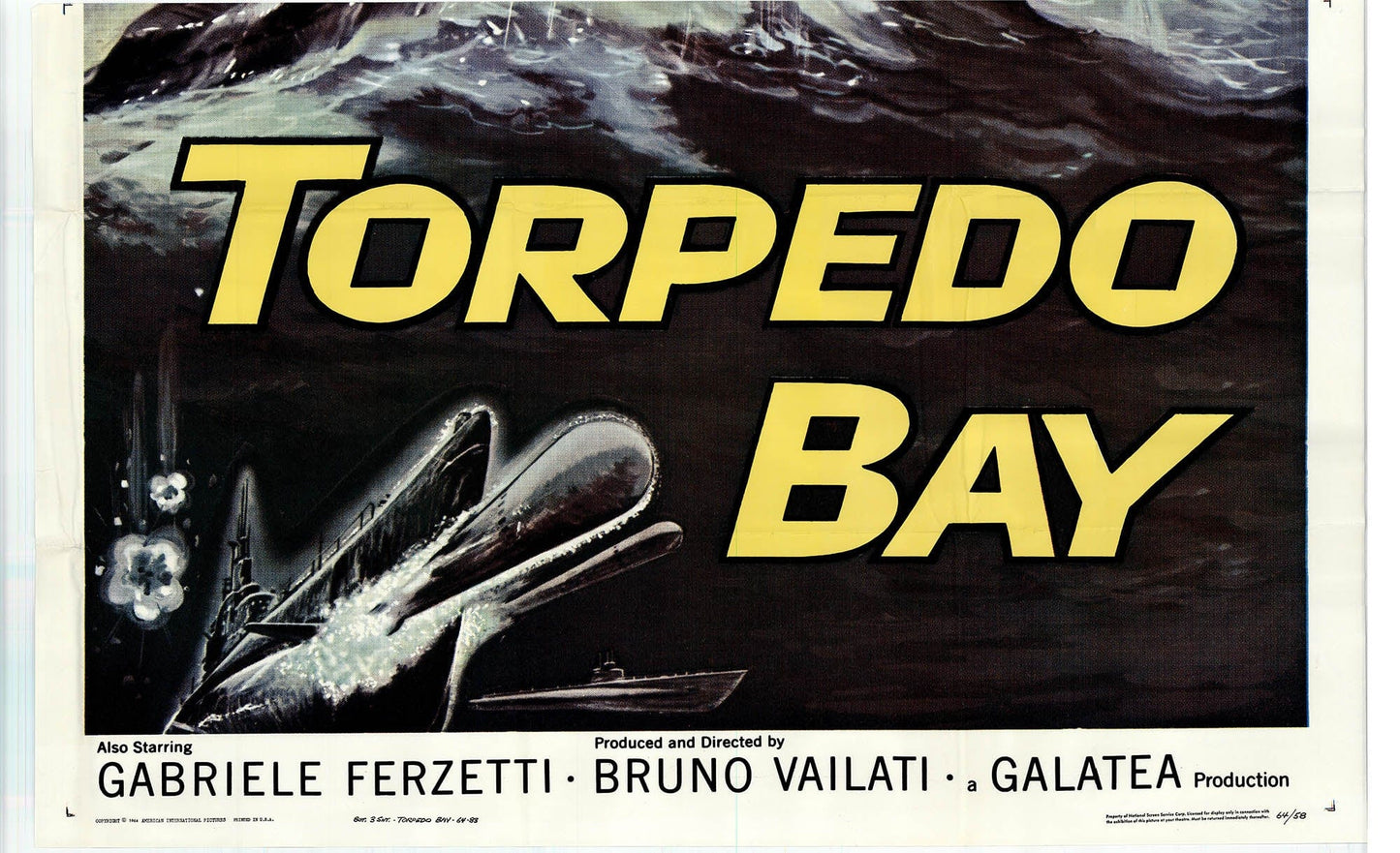Torpedo Bay: Original Three Sheet Movie Poster, 1963 Art G S Pawn
