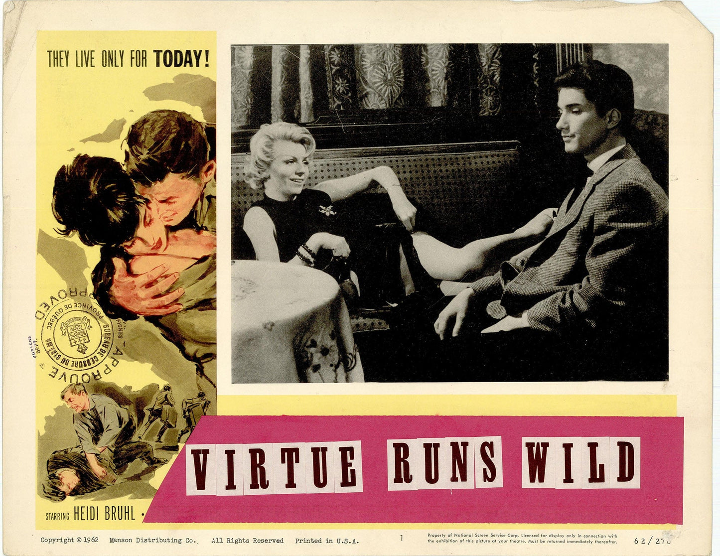Virtue Runs Wild: Original Lobby Card Bundle, 1962 Art G S Pawn