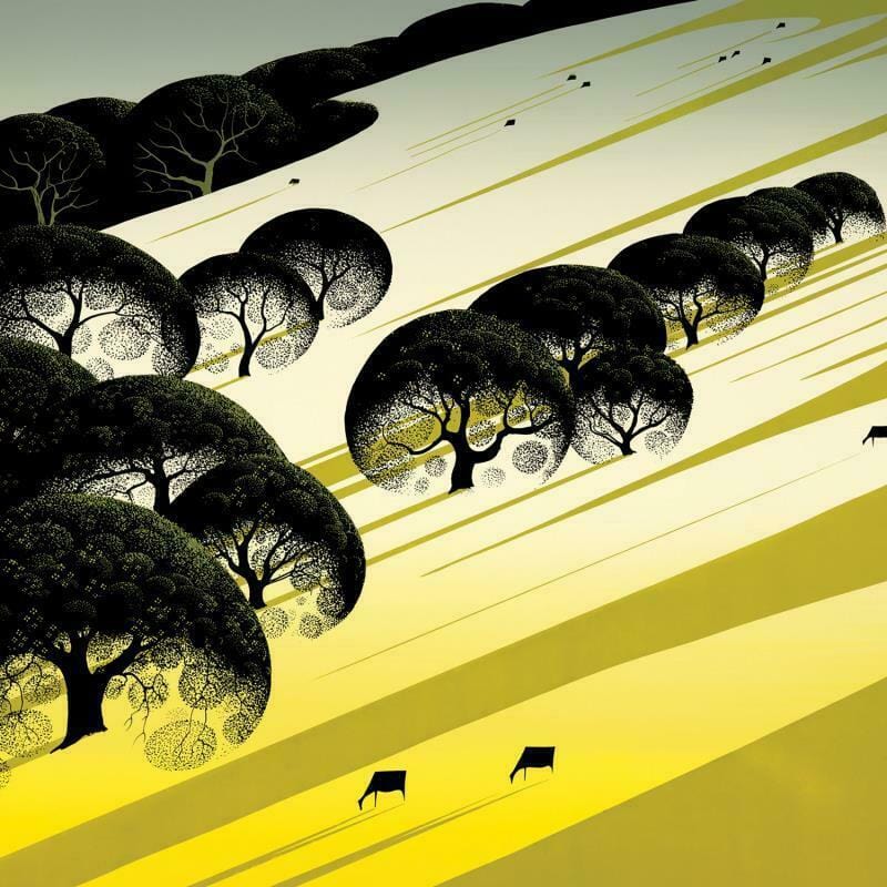 Eyvind Earle; Cattle Country Art Gold & Silver Pawn Shop