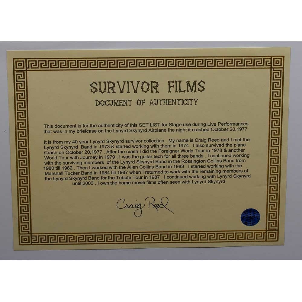 Lynyrd Skynyrd Set List Memorabilia G S Pawn