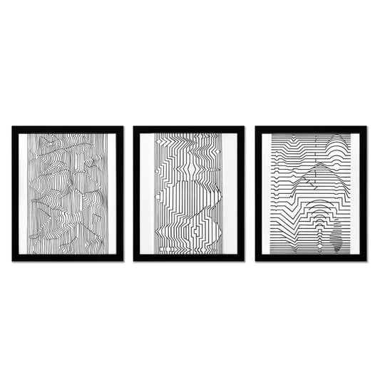 Vasarely; Naissances - I, Naissances - III, et Ebi-Noor de la série Ondulatoires (Triptych)