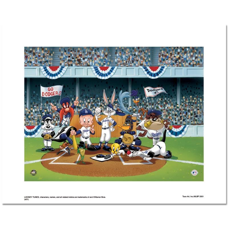 Looney Tunes; Line Up At The Plate (Dodgers) Art Gold & Silver Pawn Shop