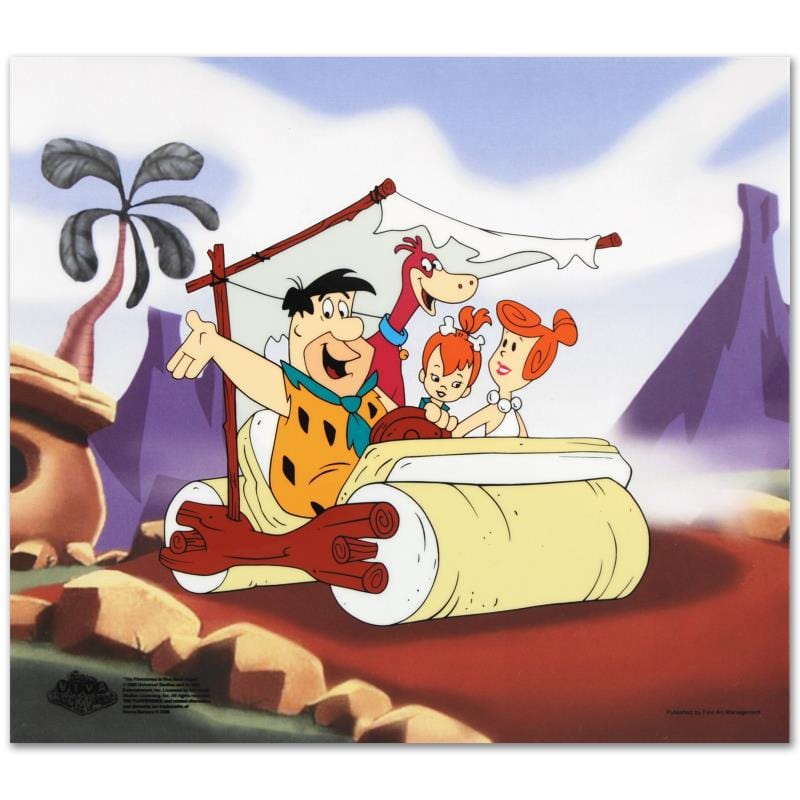 Hanna-Barbera; The Flintstones Family Car Art Gold & Silver Pawn Shop